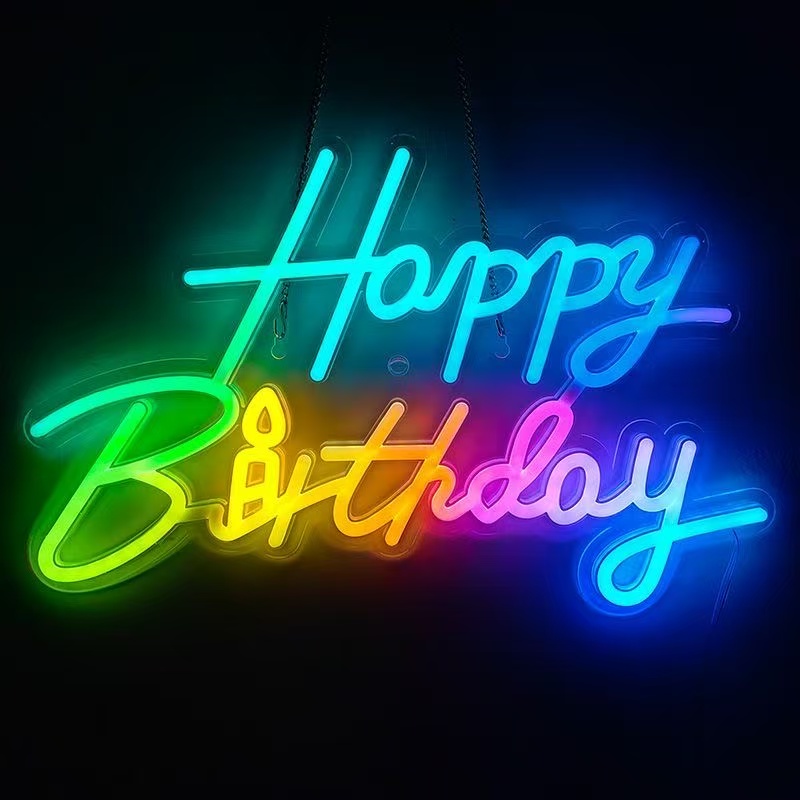 RGB Happy Birthday Sign