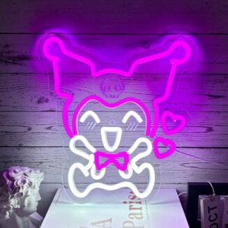 Anime Neon Sign - Cute LED Light - Kuromi Heart - Purple - Wall Light - Bedroom & Game Room Decor - Gifts for Boys & Girls