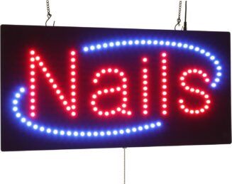 Nails Sign, 24"x12", 60x30cm, TOPKING, LED, Neon, Florescent, Signage, Signboard, Display, Billboard, Screen, Grand Opening, Gift