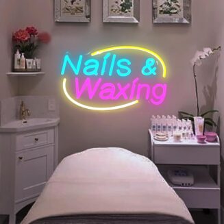 Nails and Waxing Neon Sign 32 inch Led Beauty Salon Light Up Wall Decor