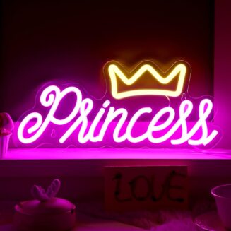 Ganeen Crown Neon Sign for Wall Decor Princess LED Neon Light Hanging Sign