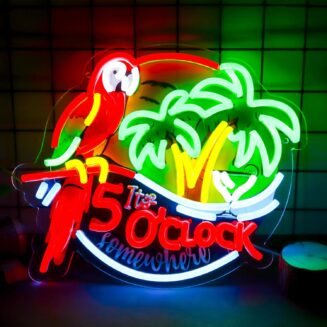Its 5 00 O'clock Some Where Neon Signs Parrot Neon Lights Wall Decor for Beer Bar Pub Home Recreation Game Room Gift Art