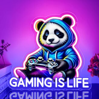 Panda Game Neon Sign,Gaming is Life Neon Signs for Teens Gaming Room Decor,Gamer Neon Sign for Boys Room Decor,Gaming Light Led Sign for Teen Gamer Gifts
