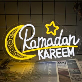 Ramadan Kareem Neon Sign, 15.7x 8.3 Inch Moon Star Led Lights USB Powered Ramadan Mubarak Neon Light for Islamic Muslim Home Windows Bedroom Party Eid Mubarak Ramadan Decoration Gifts