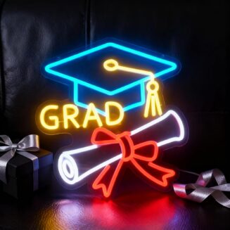 Congrats Grad Neon Sign Graduation Decorations 2026, 10-Level Dimmable LED Wall Decor, USB Powered Gift for Graduate
