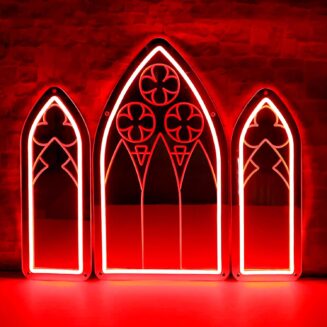 Gothic Neon Sign, Large Medieval Goth Neon Mirror Set Light