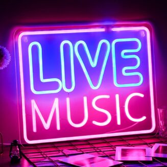 Live Music Neon Sign Pink Blue Letter Led Neon Light for Wall Party Decor