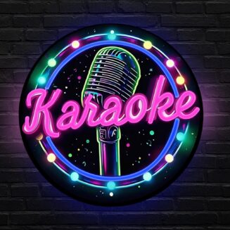 Karaoke Neon Sign,UV Printing Microphone Neon Signs for Disco Party Decor,Colorful Led Bar Neon Sign for Karaoke Room Decor,Music Studio,Bar, KTV,Man Cave,Dance Parties Birthday Decorations
