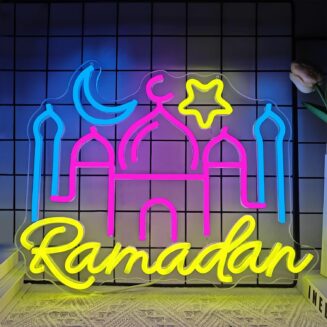 Ramadan Neon Sign Ramadan Decorations for Home Dimmable Neon Lights Mosque Led Sign Muslim Islamic Wall Decor Light Up Sign Ramadan Gifts for Kids Women