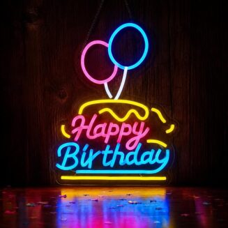 Happy Birthday Neon Sign for Party Wall Decor, 16.7x13.0 Inch