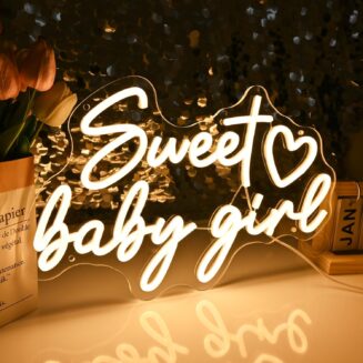 Britrio Sweet Baby Girl Neon Sign Baby Shower 1st Birthday Party Backdrop
