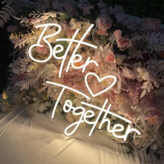 Better Together LED Neon Sign Transparent Acrylic Light Decor for Wedding Birthday Party Wall Home Bedroom Room Art Decoration with USB Light Modulator 5V