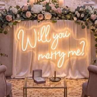 Will You Marry Me Neon Sign 31" X 20.9" Warm White LED Light Up Letters