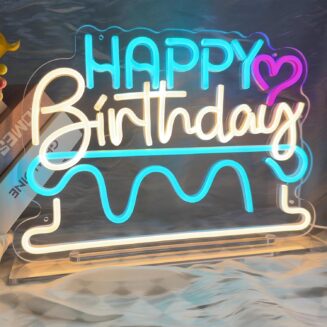 Happy Birthday LED Neon Sign, Dimmable Light Up Sign for Birthday Backdrop, USB Powered Neon Lights for Wall Decor, Birthday Decorations & Christmas Gifts for Kids Adults