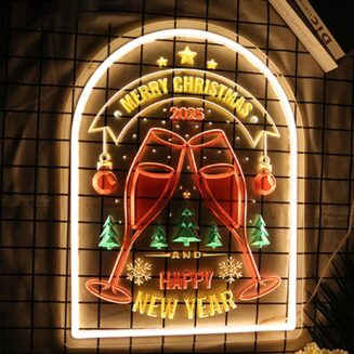 Happy New Year LED Neon Sign for Wall Decor USB Adjustable Brightness Living Room Bars Barbers Pub Wedding Party Salon Club Gatherings Gaming Room Man Cave Halloween Christmas Birthday Art Wall Decor