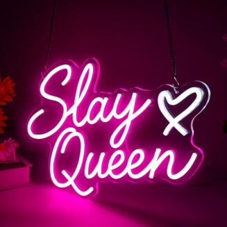 Slay Queen Neon Sign, Pink LED Light Up Signs for Wall Decor