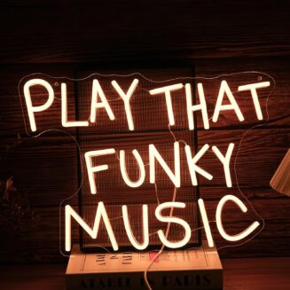 Play That Funky Music Neon Sign Dimmable Switch USB Powered Warm White Letters Neon Light Up Sign for Wall Decor Music Led Neon Light for Concert Karaoke Bar Club Record Store Party