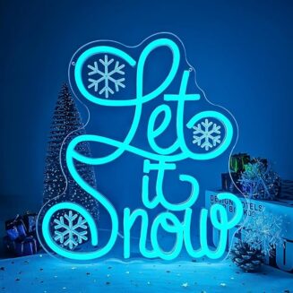 Let It Snow Neon Sign Neon Snowflake Light Winter Led Sign for Wall Decor Christmas Neon signs Christmas Decoration Light Up Sign for Bar Winter Party Home Office Art