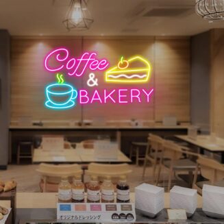 Coffee & Bakery Neon Sign for Cafe, Cake Shop and Coffee Bar Wall Decor