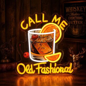 Call Me Old Fashioned Neon Sign Whiskey Cocktail Led Light Sign for Wall Decor, Dimmable Neon Light for Man Cave Bar Pub Wine Tasting Party Shop Decoration
