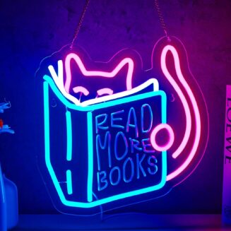 Read More Books Neon Sign Read Books and Be Kind Neon Signs for Wall Decor Cute Animal Reading USB Dimmable LED Lights for Student Suitable for Classroom Bookstore Library Museum Study Room Gift for Teen Boys Girls Christmas