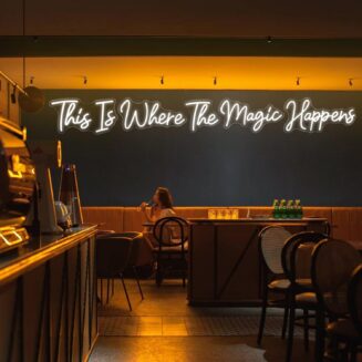 Super Large This Is Where The Magic Happens Neon Signs 81×8.8inch Neon Light for Wedding Backdrop Hand Made Neon Sign for Bachelorette Birthday Party Engagement, Beauty Salon Bar