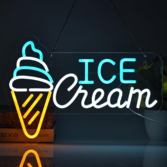 Ice Cream Neon Sign LED Light up Sign with Dimmable Switch Ice Cream Shop Wall Decor for Business Store Drink Shop Bar Party Cafe USB Powered 16.1" x 11"