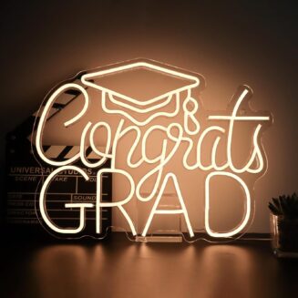 Class of 2026 Neon Sign - "Congrats Grad" LED Light Up Letters with USB, Dimmable Warm White Graduation Party Decor for Dorm, Room Backdrop & Celebration Gift