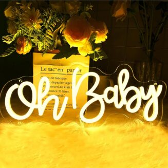 Oh Baby Neon Sign for Wall Decor, USB Powered Light Up Sign for Baby Shower