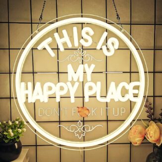 This is My Happy Place don't F it up Neon Sign Dimmable Funny Farmhouse Led Sign This Is My Happy Place Sign Humorous Neon Lights for Home Garden Bar Wall Decor