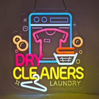 Dry Cleaners Neon Sign, Neon Light Hanging Wall Art Decoration for Dry Cleaners Laundry Shop Dry Cleaning Store Commercial Home Decor, USB Powered Ultra Bright Dimmable, 13.8 * 12.2inches