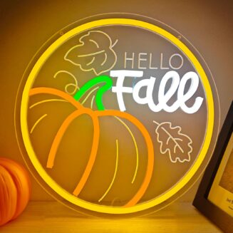 Hello Fall Neon Signs for Wall Decor Pumpkin Neon Light Sign Pumpkin Led Signs for Bedroom Wall Fall Light Up Sign Dimmable Thanksgiving Led Sign for Bedroom Office Home Thanksgiving Gifts