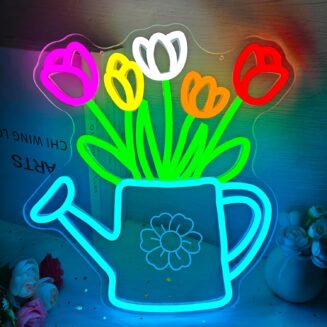 Tulips Neon Sign Dimmable Tulip Flowers Led Sign Colorful Summer Flowers Wall Decor Tulip Night Light for Home Gardening Gifts for Women Mothers