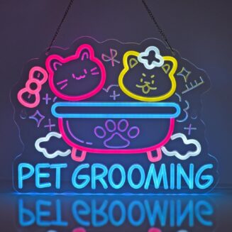 Pet Grooming Neon Sign, Neon Light Hanging Wall Art Decoration for Pet Grooming Salon Grooming Shop Pet Spa Dog Cat Vet Clinic Home Decor, USB Powered Ultra Bright Dimmable,15.35 * 11.8inches