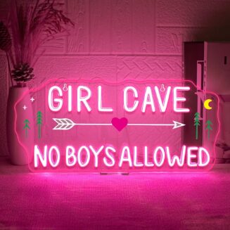 Women Lounge Neon Sign Girl Cave No Boys Allowed Pink Neon Signs