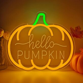 Hello Pumpkin Neon Sign for Wall Decor Fall Led Sign Dimmable Autumn Neon Light Up Sign for Bedroom Wall Fall Thanksgiving Decorations Party Home Front Door Harvest Season Wall Art Holiday Gift