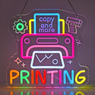 Printing Neon Sign, Printed Neon Light Wall Art for Studio Printing Shop Office Craft Room Gallery Coffee Bar Home & Business Wall Decor, USB Powered Ultra Bright Dimmable, 13 * 12.6 Inches