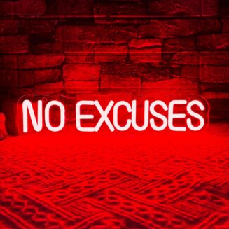 No Excuses Gym Neon Sign, GYM Motivational Neon Workout Neon Sign Fitness Studio Training Room Decor GYM Wall Art Decor Light Sign Gym Enthusiasts Gymnastic Sign(14.1 * 3.1in)