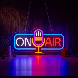 Roouneon On Air Neon Sign for Wall Decor Recording Light Signs Beer Bar Home Bedroom Man Cave Neon Light with Dimmable Switch LED Artwork Décor