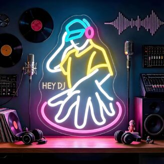 DJ Player Neon Sign for Wall Decor Record Player Neon Light for Man Cave