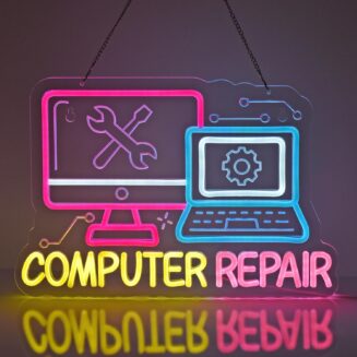 Computer Repair Neon Sign, Neon Light Hanging Wall Art Decoration for Repair Electronics PC Laptop Retail Store Tech Workshop Office Decor,USB Powered Ultra Bright Dimmable, 16.14 * 11inches