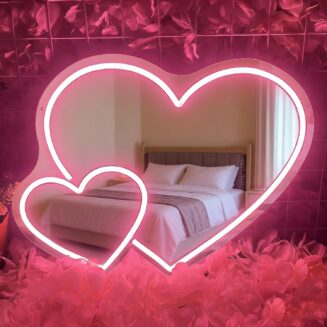 Heart Neon Sign Mirror Dimmable Love Led Neon Light with Acrylic Bracket