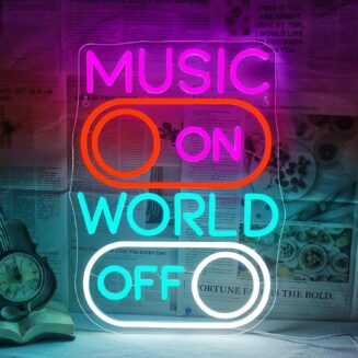 Horseneon Music World Neon Sign Disco Neon Sign for Music Studio Bar Party