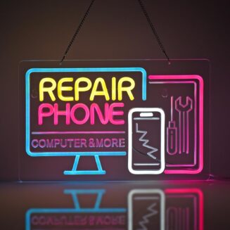 Phone Repair Neon Sign,Cell Phone Computer Wall Decor LED Light