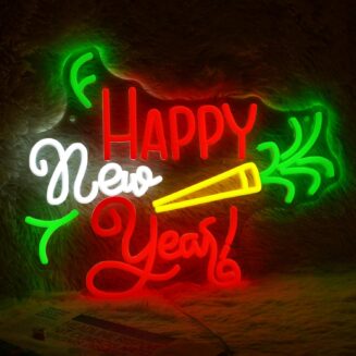 GNVETZLL Happy New Year Neon Sign for Wall Decor Dimmable Colorful New Year LED Light Sign for Bar Party Celebrate New Year Christmas Decoration