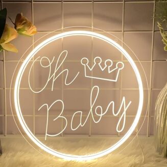 Oh Baby Neon Sign for Wall Decor,Neon Oh Baby Sign Dimmable USB Powered, Oh Baby Light Up Sign for Baby Shower Decorations, Birthday Party, Wedding Decor, Warm White