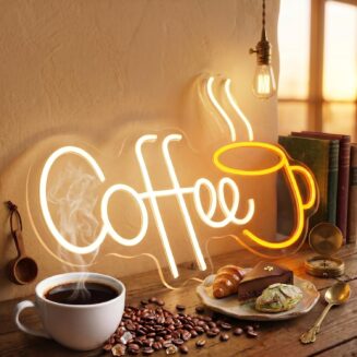 Coffee Neon Sign, 21.7x13.8 Inch Warm White Acrylic Coffee Bar Neon Light