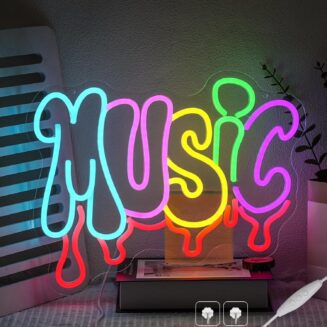 Dripping Music Neon Sign for Wall Decor Colorful Letter Neon Light Dimmable Live Music LED Light Up Sign for Bedroom Game Room Beer Bedroom Party Club