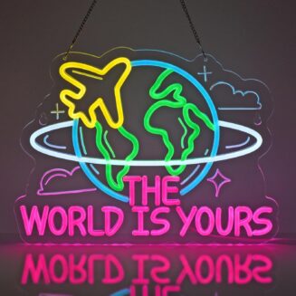 The World Is Yours Neon Sign, Neon Light Hanging Wall Art Decoration for Restaurant Cafe Bar Shop Interior room Living Bedroom Home Decor, USB Powered Ultra Bright Dimmable,16.14 * 12.2inches