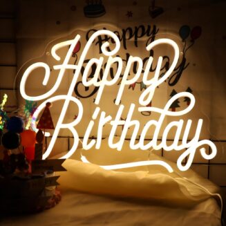 Happy Birthday Neon Sign For Backdrop Birthday Decorations LED Neon Light Signs for Birthday Led Light Up Sign Party Decor Dimmable Warm White LED for Birthday Gift